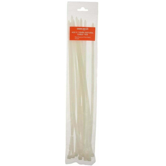 400 x 7.6mm White Natural Cable Ties (12 Pack)