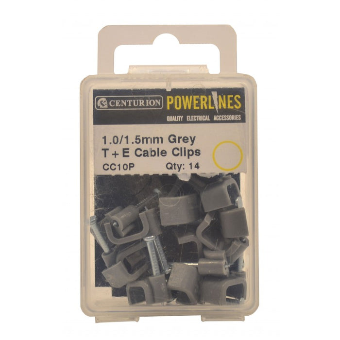 1.00/1.5mm T+E Grey Cable Clips (Pack of 14)