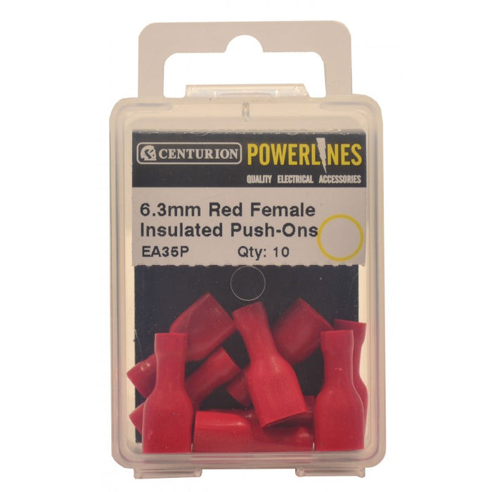 6.3mm Red Female Insulated Push-Ons (Pack of 10)