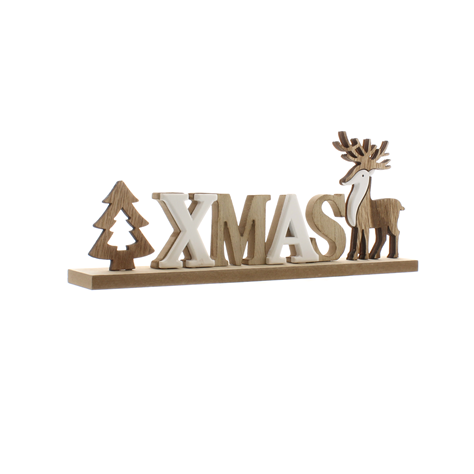 28cm Wooden Xmas & Reindeer Sign