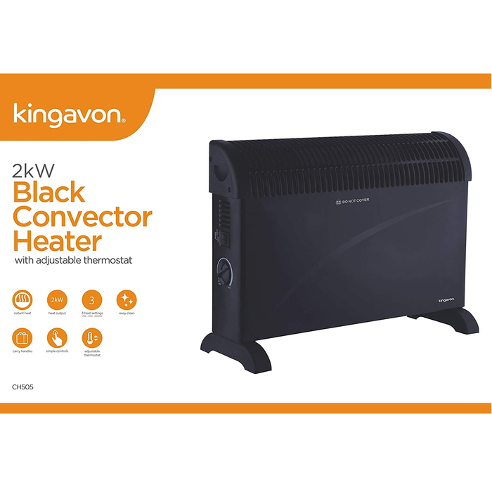 2kW Black Convector Heater