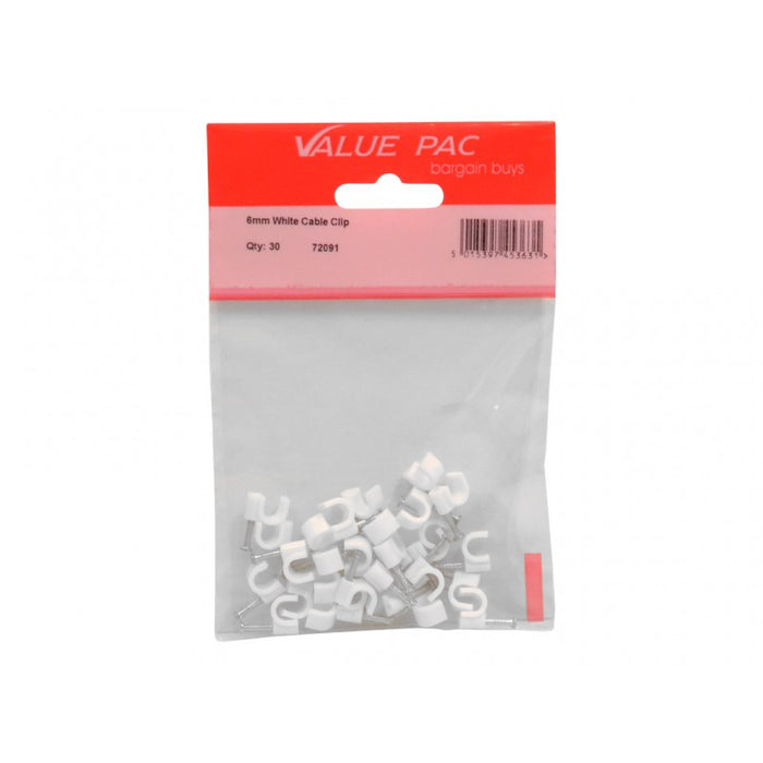 6mm White Cable Clip