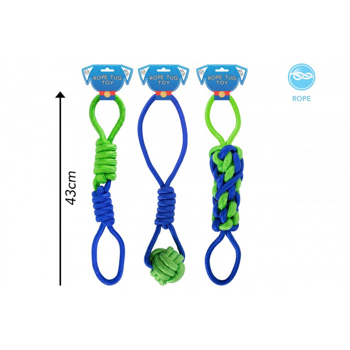 Rope Tug Dog Toy 3 Asst Blue & Green