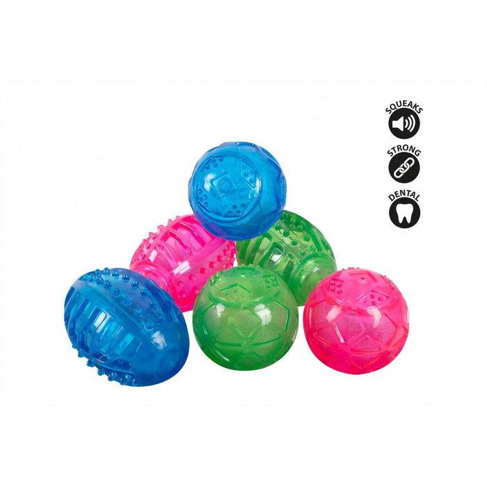 Squeaky Rubber Ball Dog Toy 3 Asst Colours