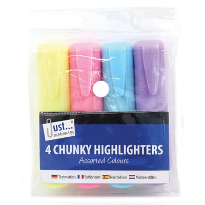 4 Chunky Highlighters Assorted Pastel Colours