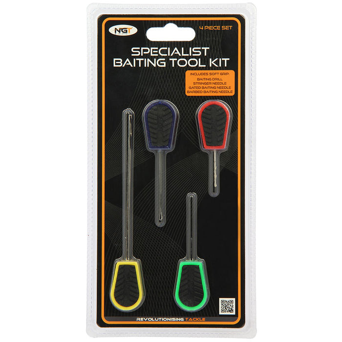 4pc Soft Grip Tool Set - PVA Long, PVA Short, Baiting Needle and Drill