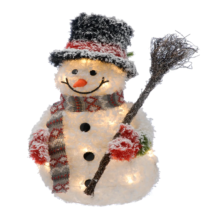 50cm Lit Snowman With Broom